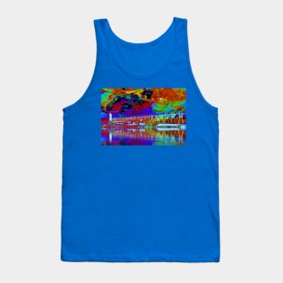 "Painted Water & Sky" - Michigan Fluid Art Lighthouse Series Tank Top